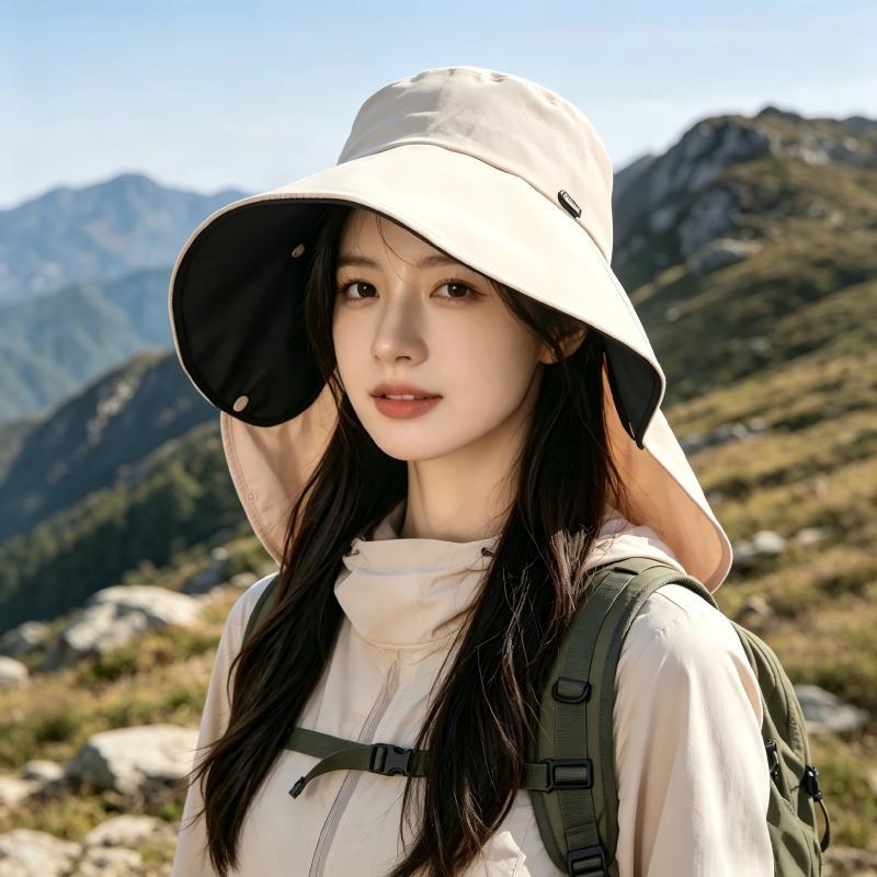 黑胶防晒帽女全脸护颈遮阳户外骑行大檐太阳帽