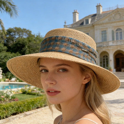鳄鱼恤 日系格纹帽女春夏出游百搭平檐太阳帽海边度假女士遮阳防晒帽子
