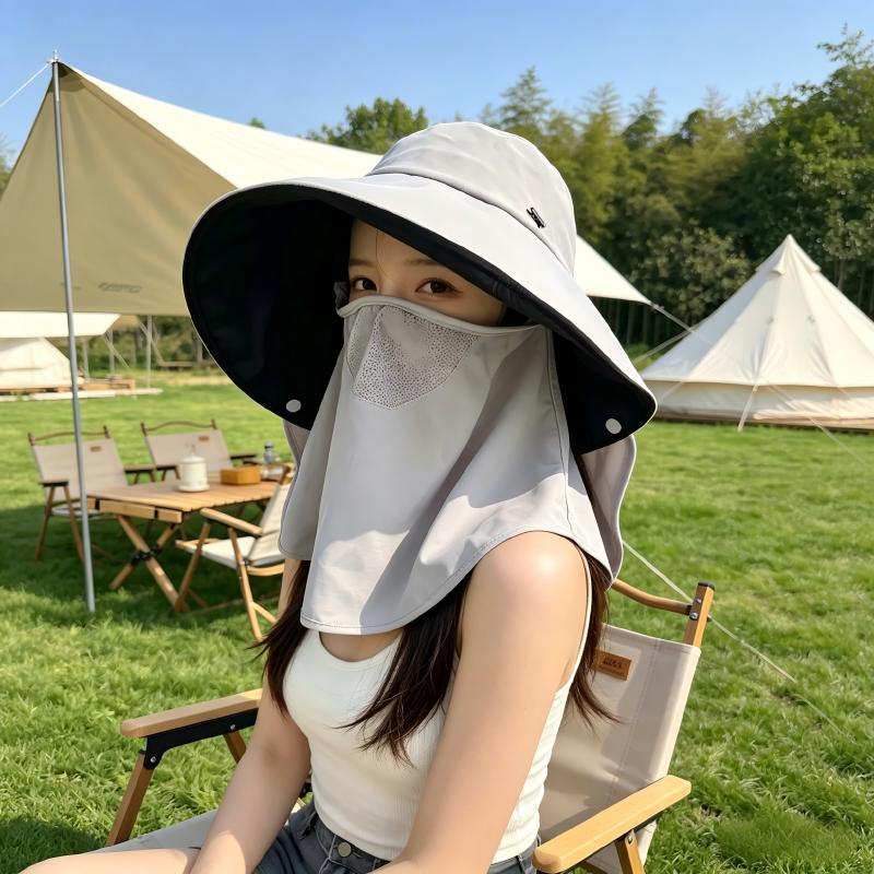 黑胶防晒帽女全脸护颈遮阳户外骑行大檐太阳帽