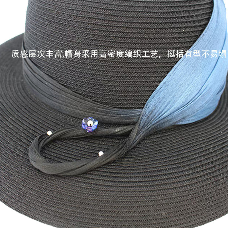 鳄鱼恤 新款春夏季草帽女法式高端赫本风遮阳帽显脸小