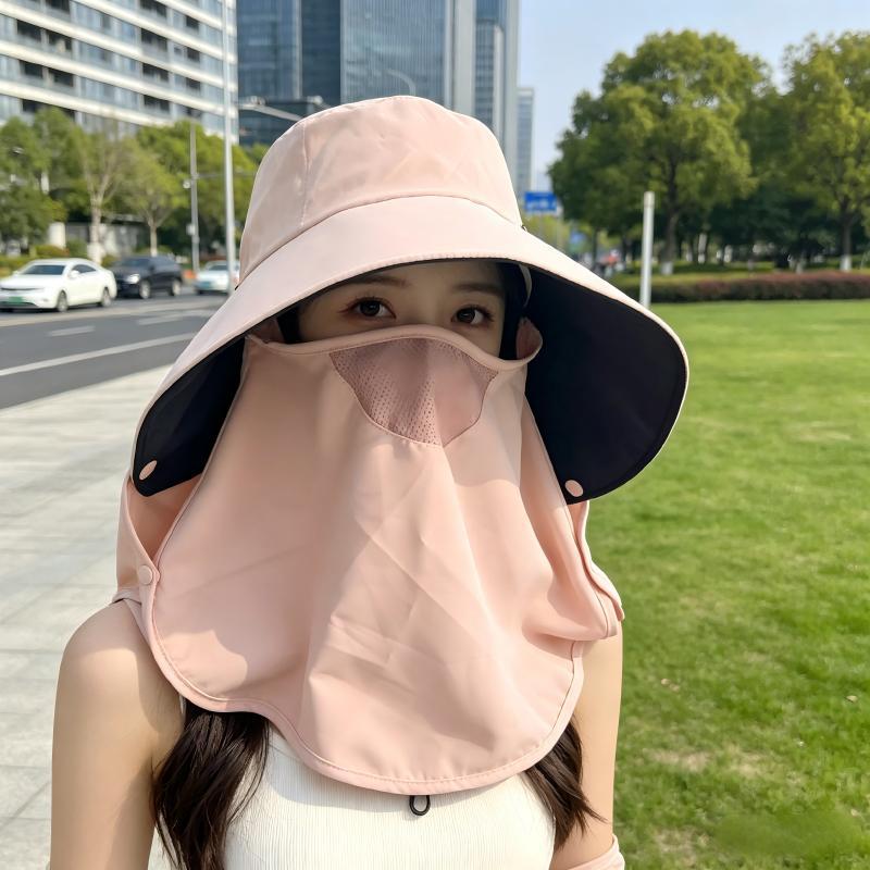 黑胶防晒帽女全脸护颈遮阳户外骑行大檐太阳帽