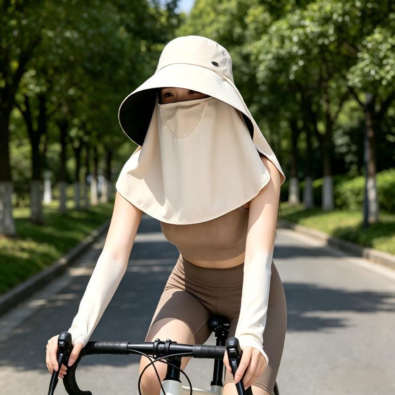 黑胶防晒帽女全脸护颈遮阳户外骑行大檐太阳帽