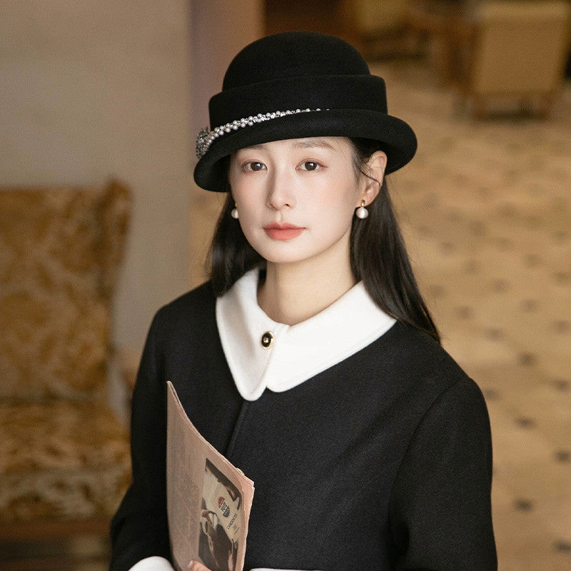 鳄鱼恤 法式赫本风礼帽秋冬帽子女款显脸小卷边渔夫帽